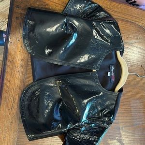 Legally Red black vinyl short sleeve bolero, jacket size extra small